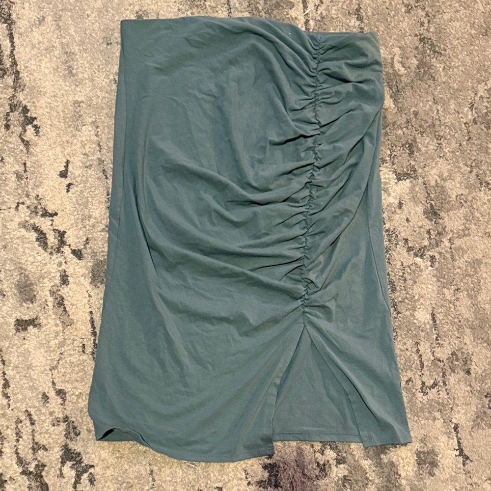 Nine West Teal Ruched Asymmetrical Skirt